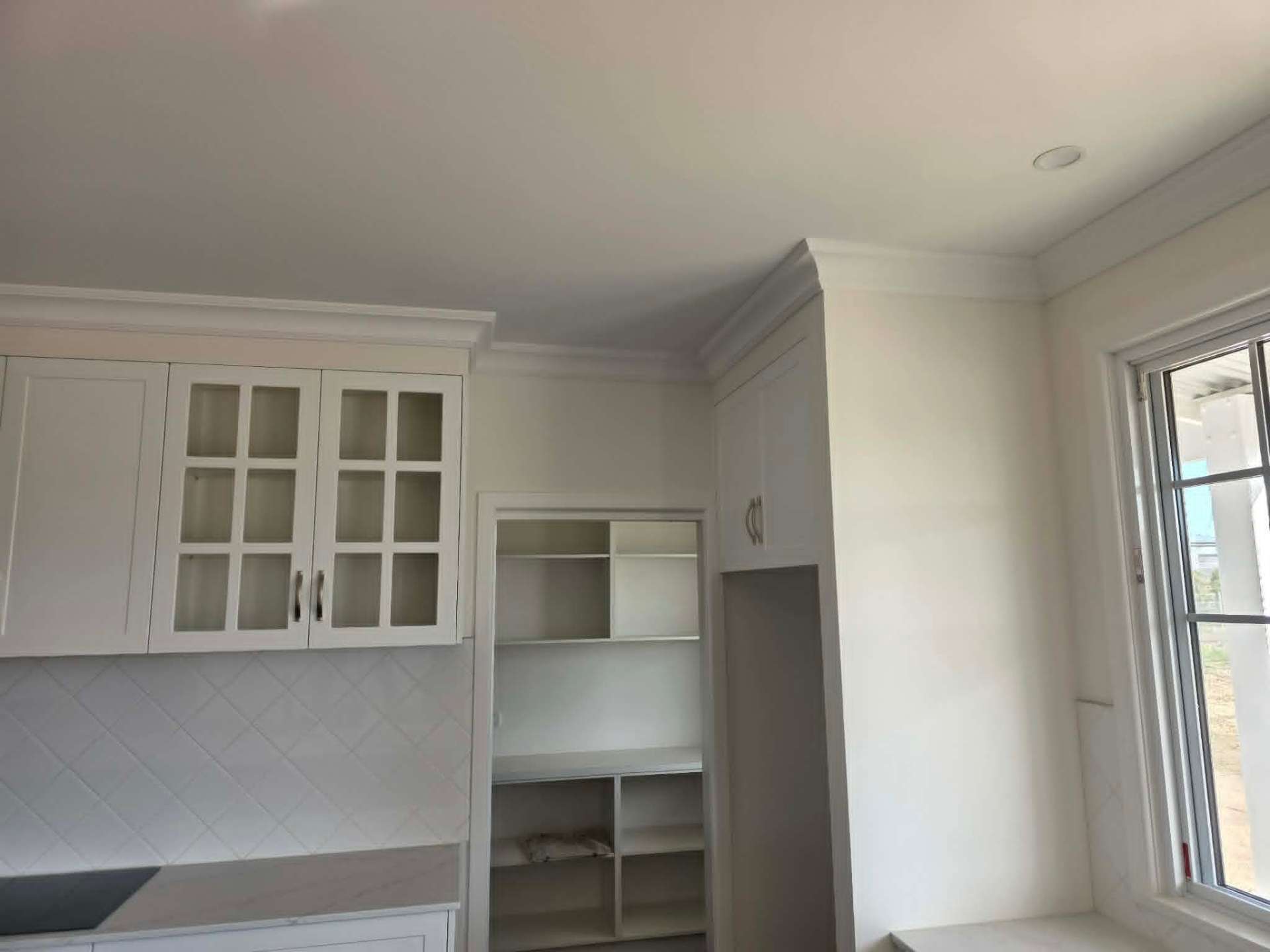 Smooth ceiling and cornice above a finished kitchen in a Ballarat home